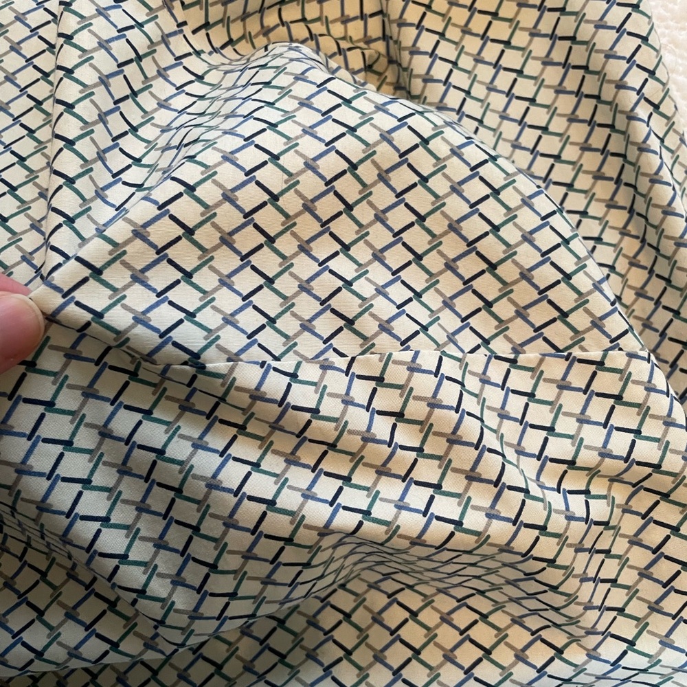 Lands' End women’s chain Patterned Shirt blue gray long sleeve button down - Picture 7 of 9